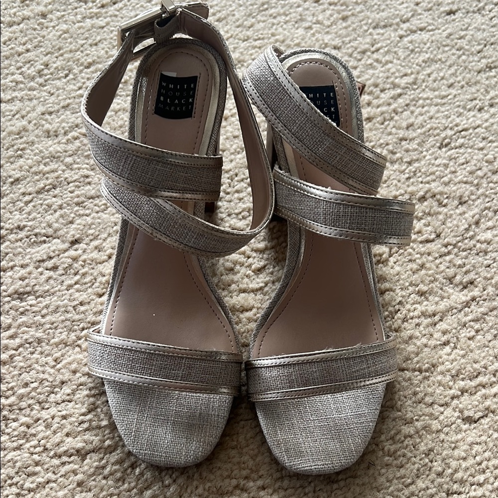 White House Black Market Women's Tan Strappy Sandals